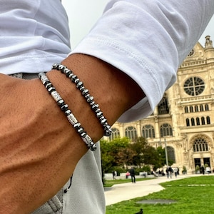 Herenarmband, hematietarmband, kralenarmband, minimale armband, handgemaakte armband, cadeau voor hem, gemaakt in Griekenland.