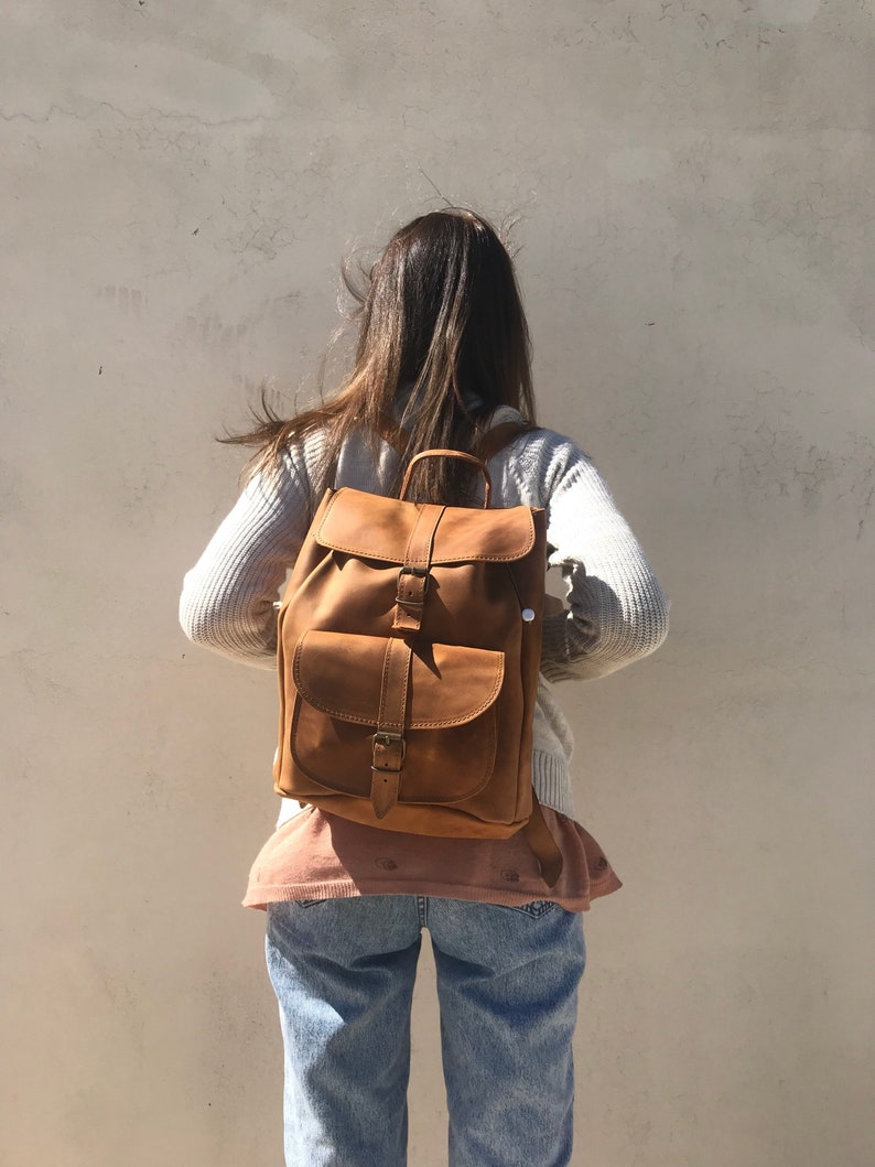 Leather Rucksack, Women's Rucksack, Leather Backpack Women, Office Bag, Travel Bag, Made in Greece from Full Grain Leather, LARGE. image 4