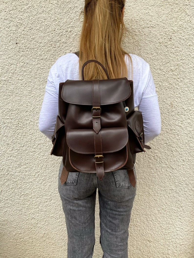 Deep Brown Leather Backpack, Leather Rucksack, Backpack Women, Made in Greece from Full Grain Leather, LARGE. 