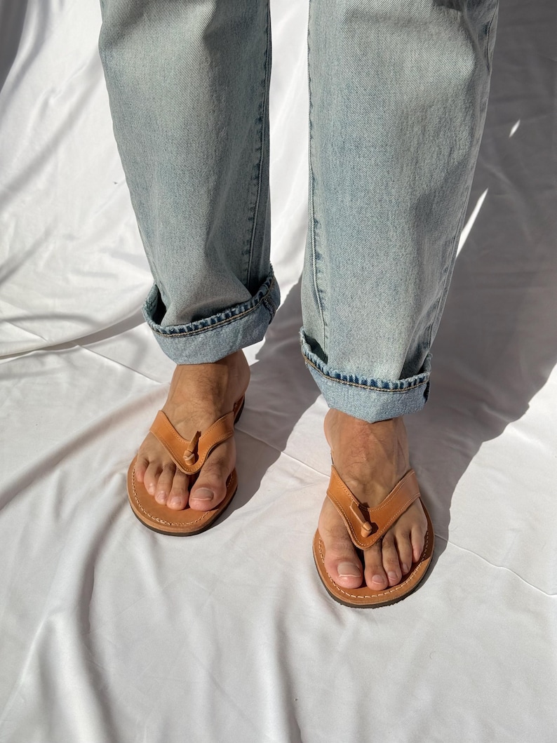 Sandálias masculinas, chinelos de couro masculinos, sandálias de verão, sandálias gregas, sapatos de verão imagem 3