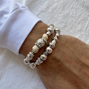 Grote kralenarmbanden heren zilver, herenkralenarmband, grote armbanden, zilveren armbanden, herensieraden, cadeau voor hem, gemaakt in Griekenland.