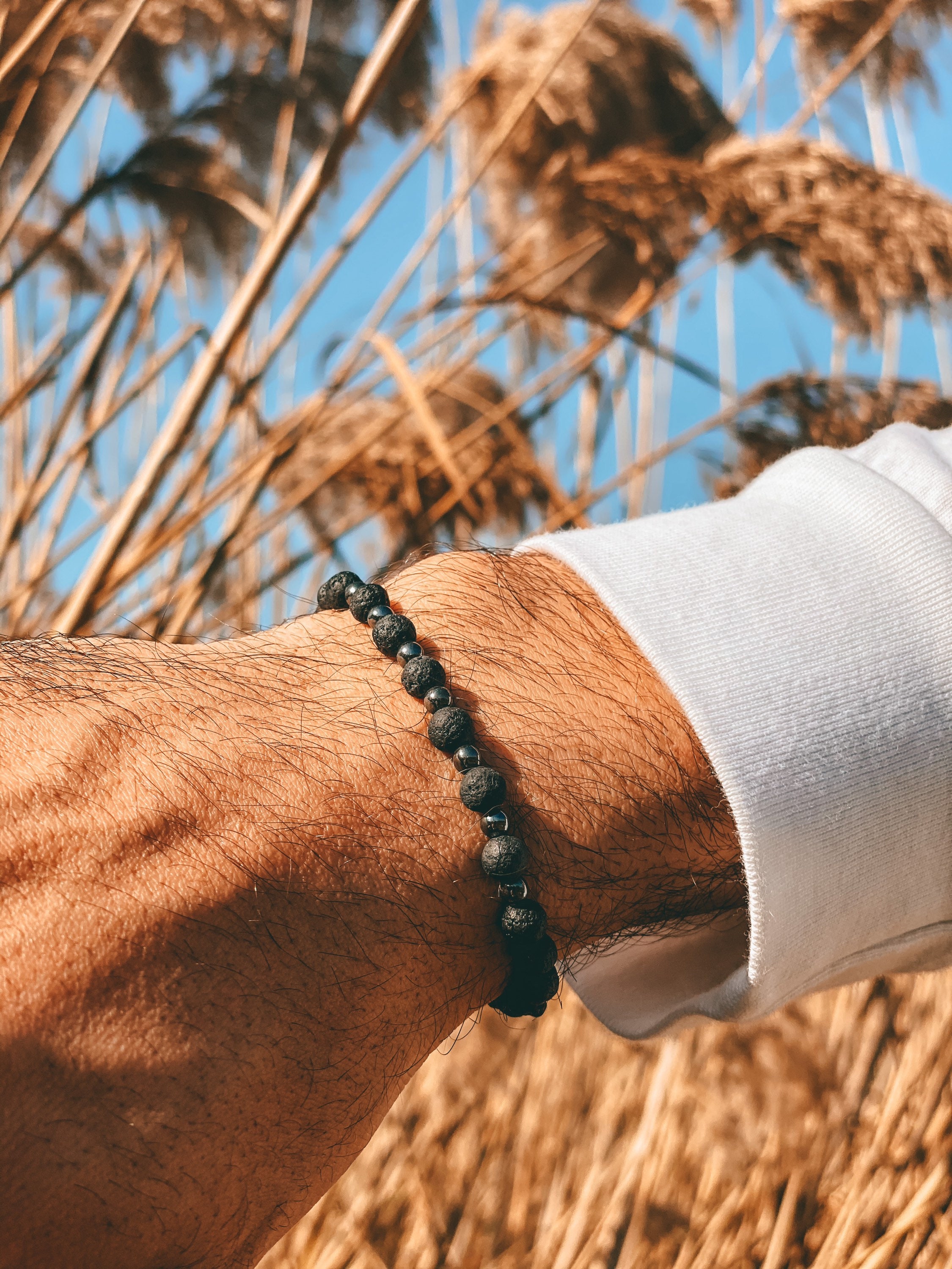 Spartan Stainless Steel Spacer Men's Macrame Black Beaded Bracelet - Ephori  London - Luxury custom natural stone beaded bracelets