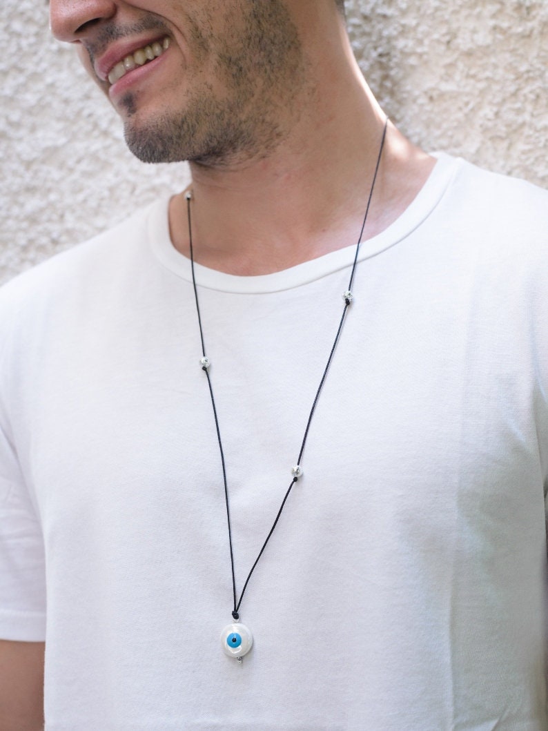Evil Eye Necklace Men Evil Eye Pendant Mens Necklace Mens Etsy