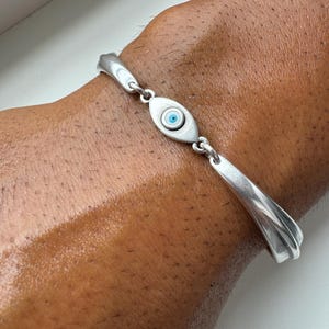 Heren boze oog-armband, zilveren boze oog-armband, beschermingsarmband, armband, cadeau voor hem, gemaakt in Griekenland.