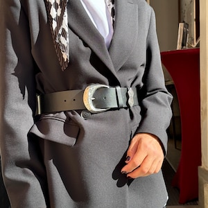 Wide Belt, Women Leather Belt, Black Belt, Waist Belt, Belt Dress, Handmade Belt, Made from Real Genuine Leather, Gift for Her - Naomi