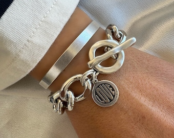 Women Bracelets Silver, Love Bracelet, Silver Bangle, Thin Bangle, Cuff Bracelet, Open Bangle, Love Charm, Gift for Her, Made in Greece.