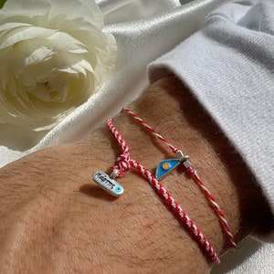 Minimale maart-armbanden heren, lentearmbanden, heren Martis-armbanden, heren boze oog-armband, Griekse armbanden, cadeau voor haar, gemaakt in Griekenland