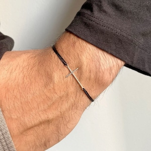 Kruisarmband heren, zilveren kruisketting, kruisketting heren, cadeau voor hem, gemaakt van sterlingzilver 925, gemaakt in Griekenland.