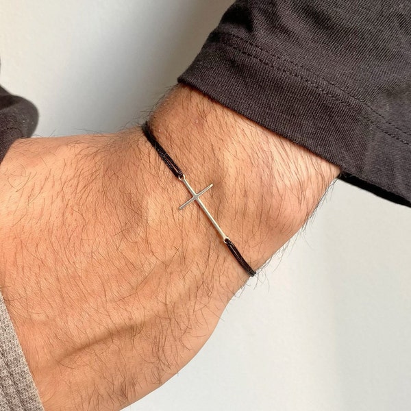 Cross Bracelet Men, Silver Cross Necklace, Men's Cross Necklace, Gift for Him, Made From Sterling Silver 925, Made in Greece.