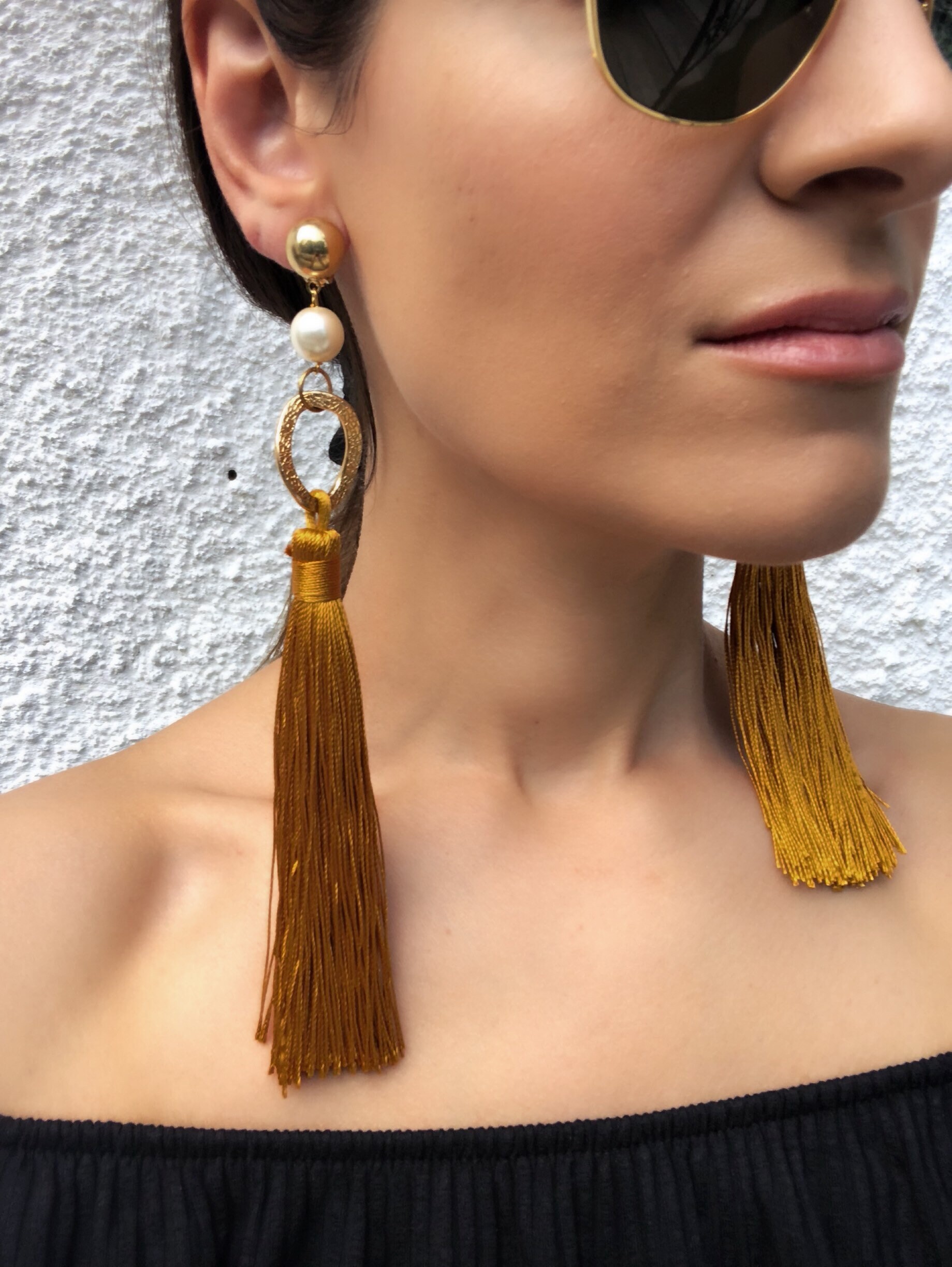 Long Tassels Earrings Mustard Earrings Women's Earrings Etsy