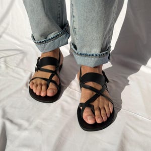 Black Leather Sandals Men, Greek Gladiator Sandals, Mens Sandals, Mens Slingbacks, Summer Shoes image 4