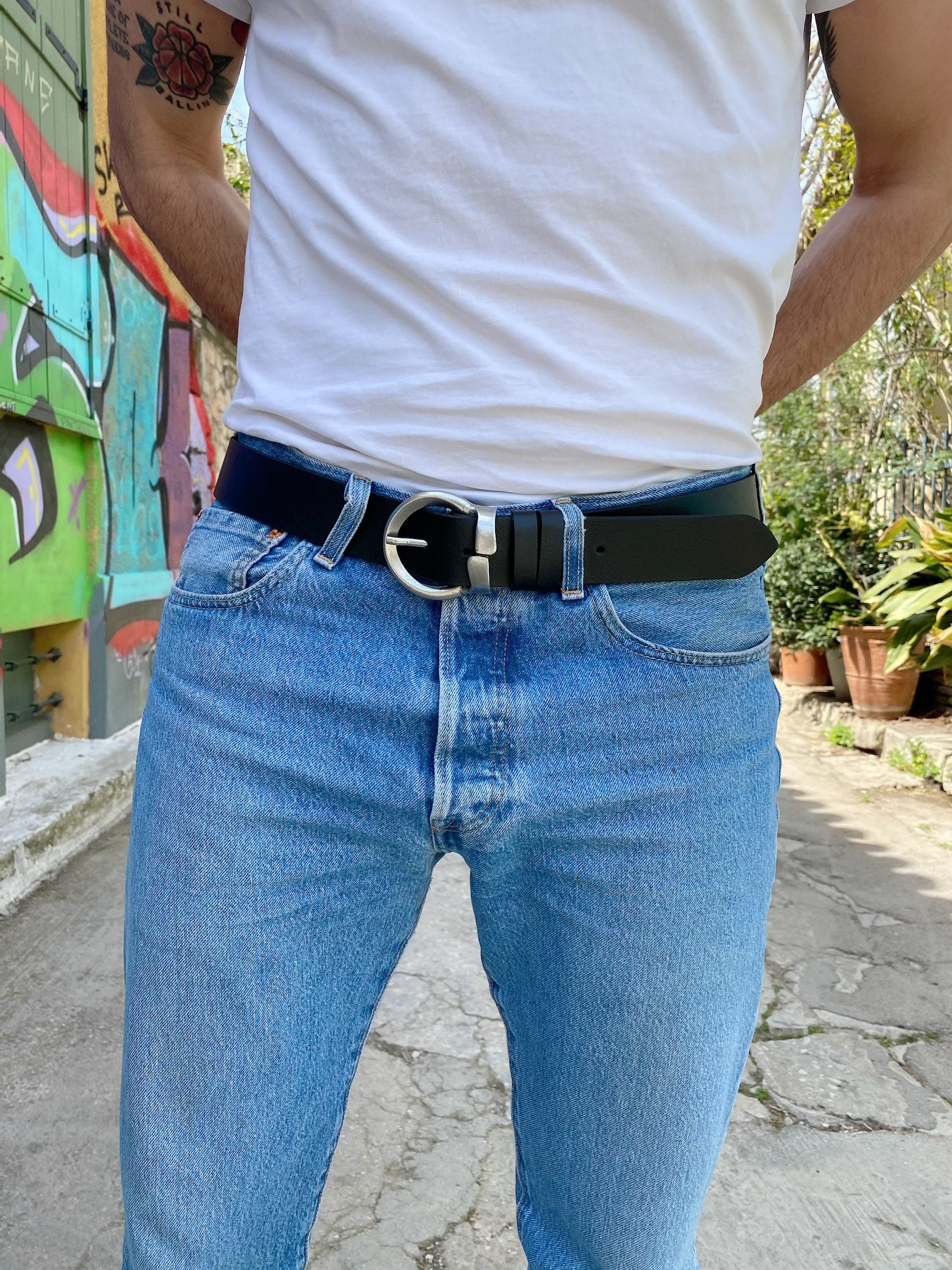 Men Leather Belt Real Genuine Leather Belt Black Leather | Etsy