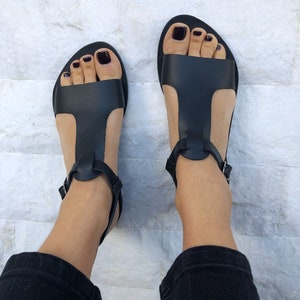 T-Strap Sandals, Leather Sandals, Slingback Sandals, Black Sandals, Strappy Sandals, Made from 100% Genuine Leather in Greece image 10