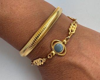 Gold Bangle Bracelet Women, Evil Eye Bracelet, Open Cuff Bracelet, Bangle Bracelet, Handmade Bracelet, Protection Jewelry
