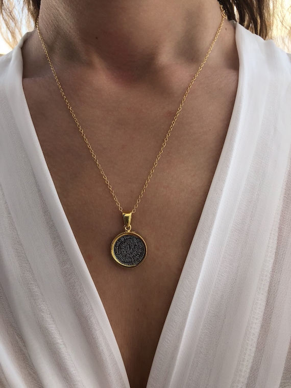 Gold Coin Necklace Disc Necklace Coin 