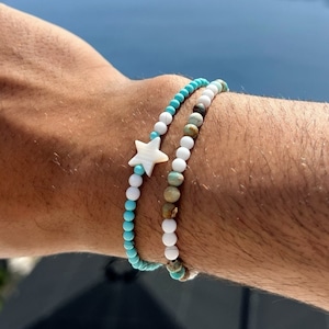 Men Beaded Bracelet, Turquoise Beads Bracelet Men, Star Bracelet, Men Bracelet, Men Jewelry, Gift for Him, Made in Greece.