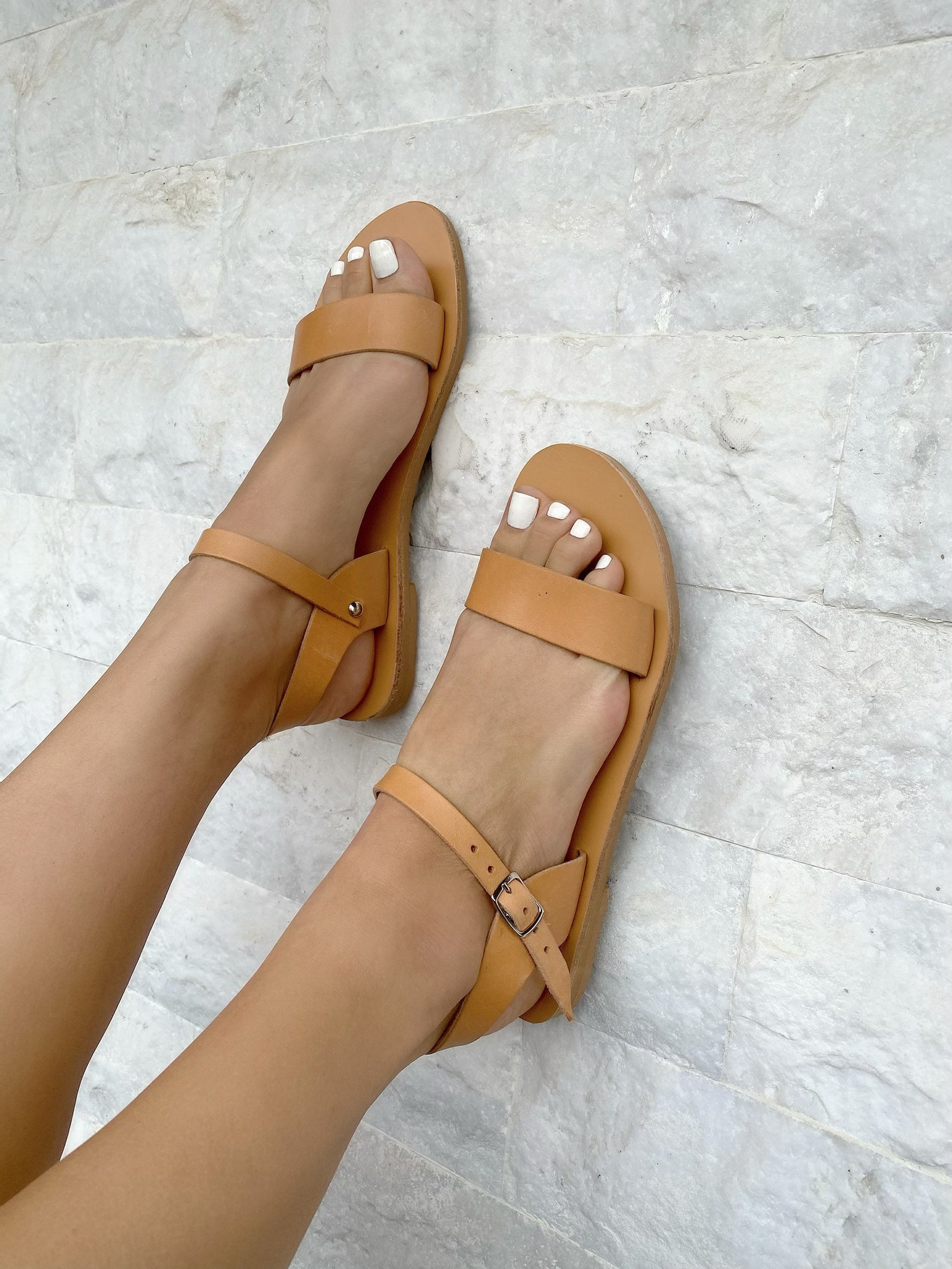 Brown Sandals Women Leather Slingback Sandals Summer Etsy
