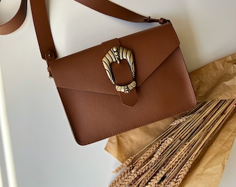 Braune Leder Umhängetasche, Ledertasche Frauen, Frauen Crossbody Geldbörse, handgemachte Handtasche, Vollnarbenleder, Geschenk für sie.