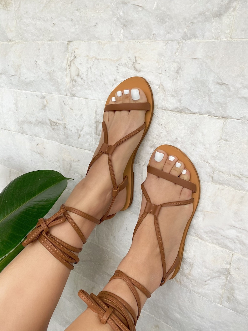Lace Up Sandals, Leather Sandals, Gladiator Sandals, High Knee Ankle Wrap Sandals, Spartan Sandals, By Christina Christi. image 5