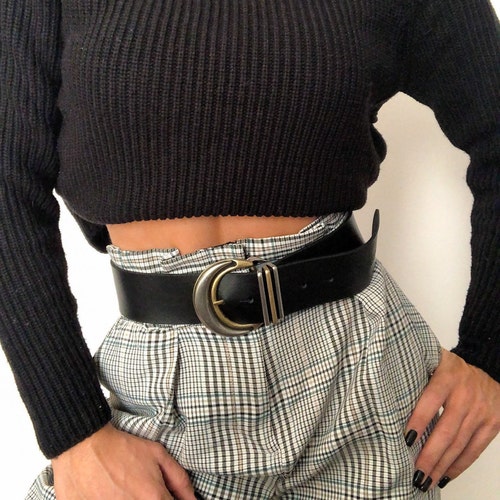 Black Leather Belt Women Silver Buckle Belt Women Belt - Etsy