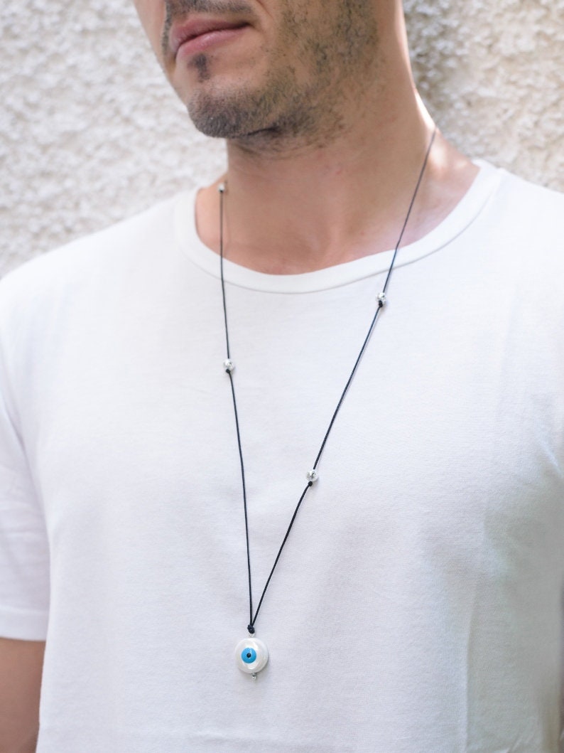 Evil Eye Necklace Men Evil Eye Pendant Mens Necklace Mens Etsy