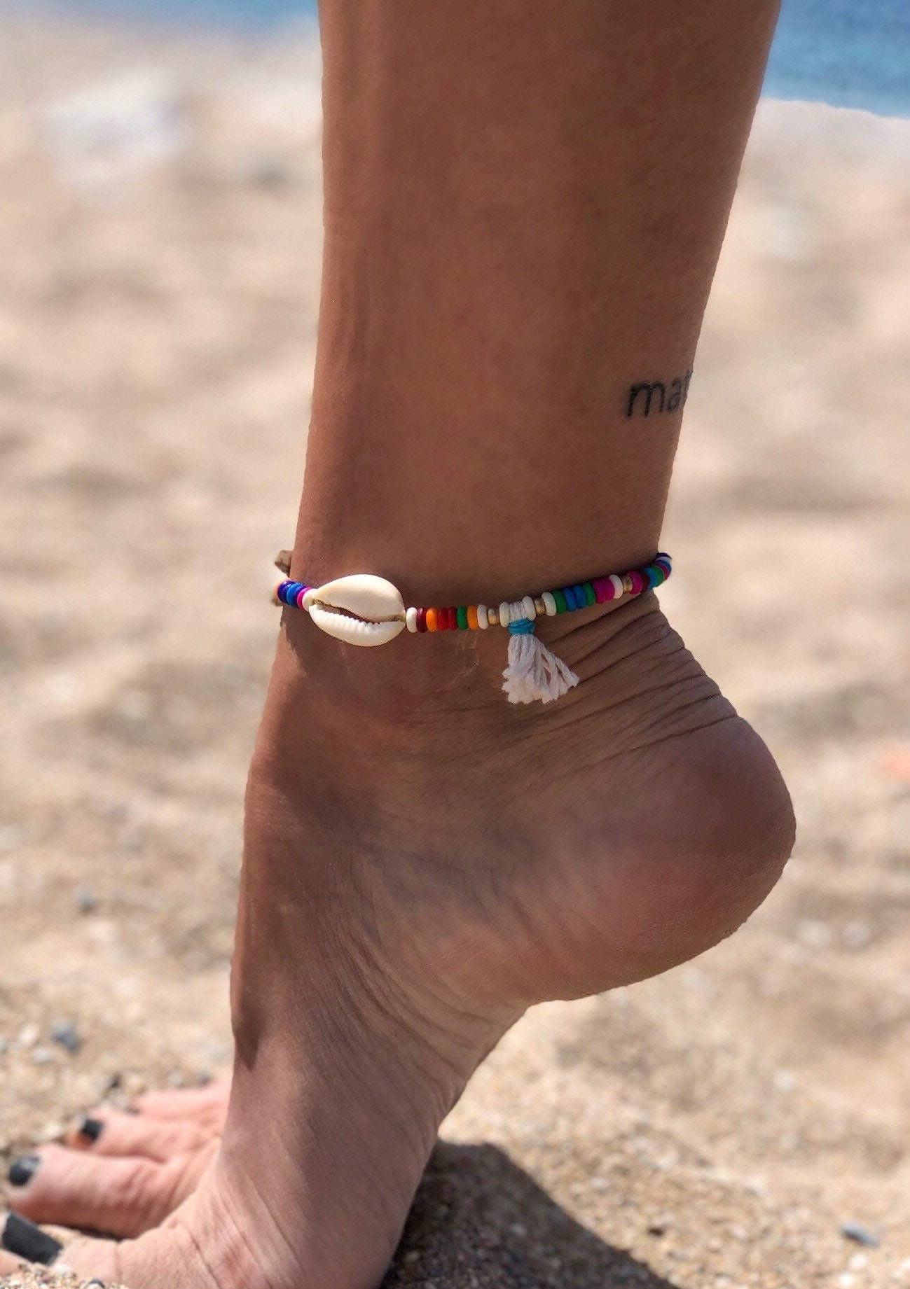 Seashell Anklet Women Anklet Colorful Beaded Anklet Boho Anklet