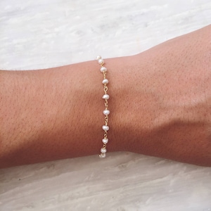 White Beaded Bracelet, Rosary Bracelet, White Rosary, Gift for Her, Made from sterling Silver 925  in Greece.