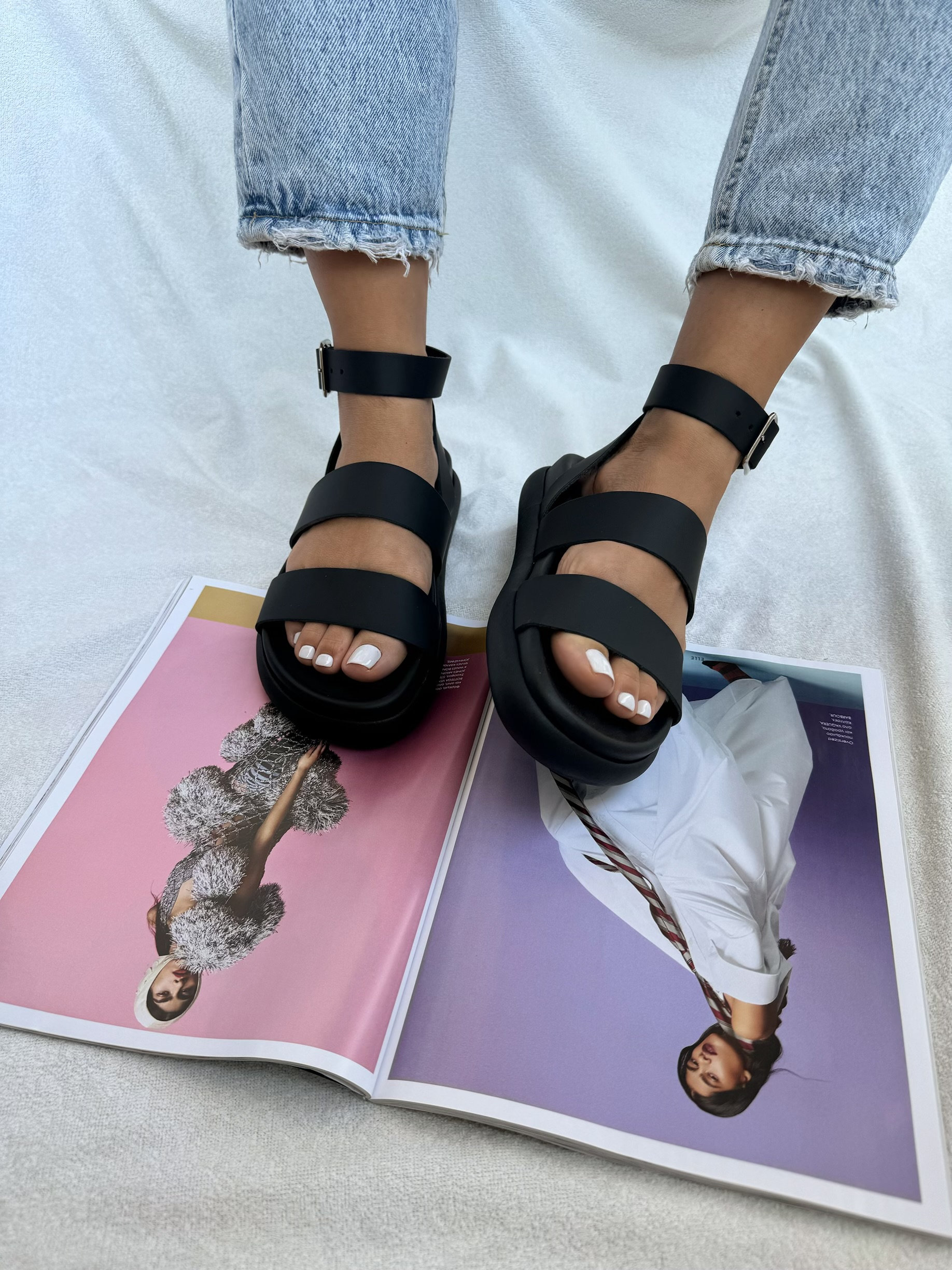 Black platform sandals with buckles deals
