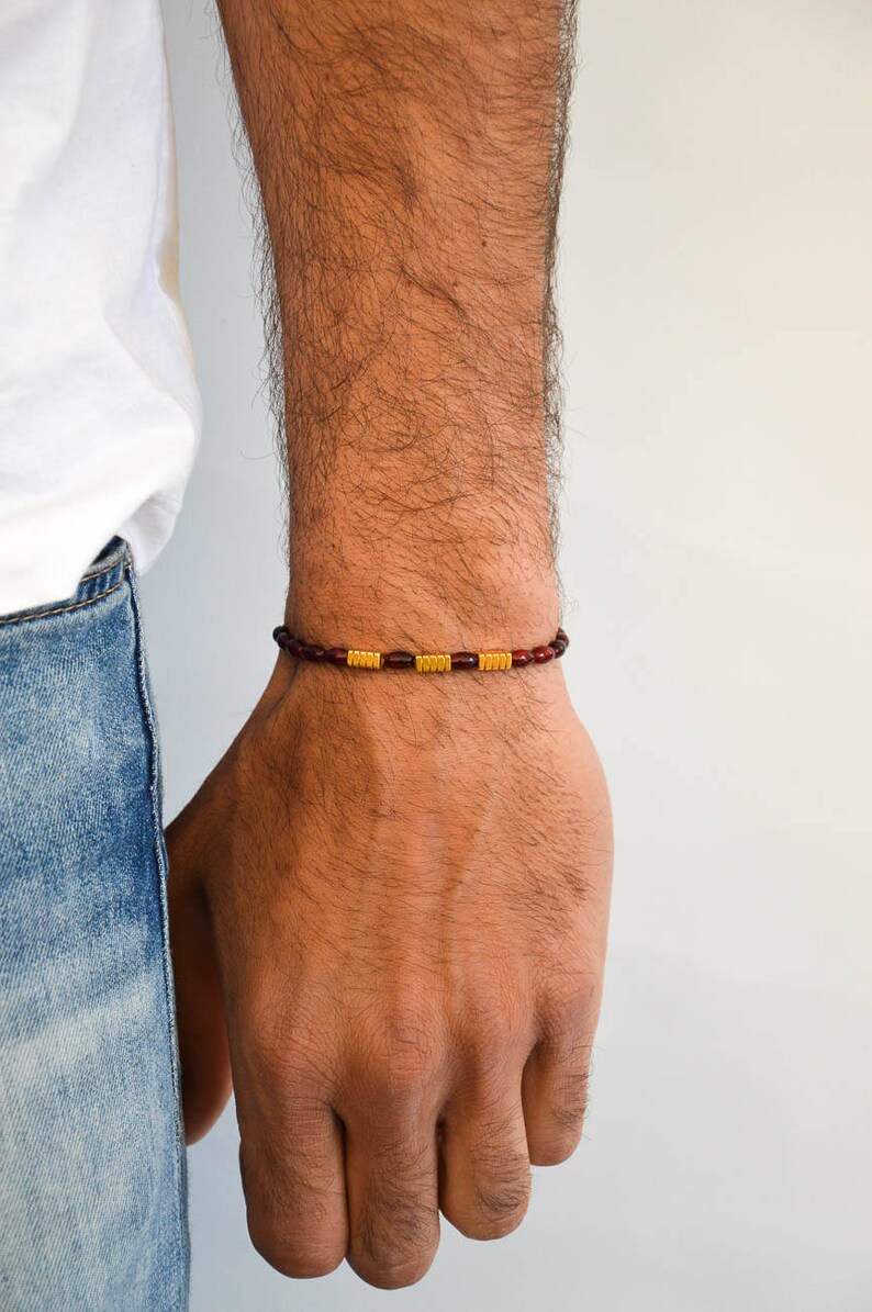 Red Men's Bracelet Minimal Bracelet Red Bracelet Etsy