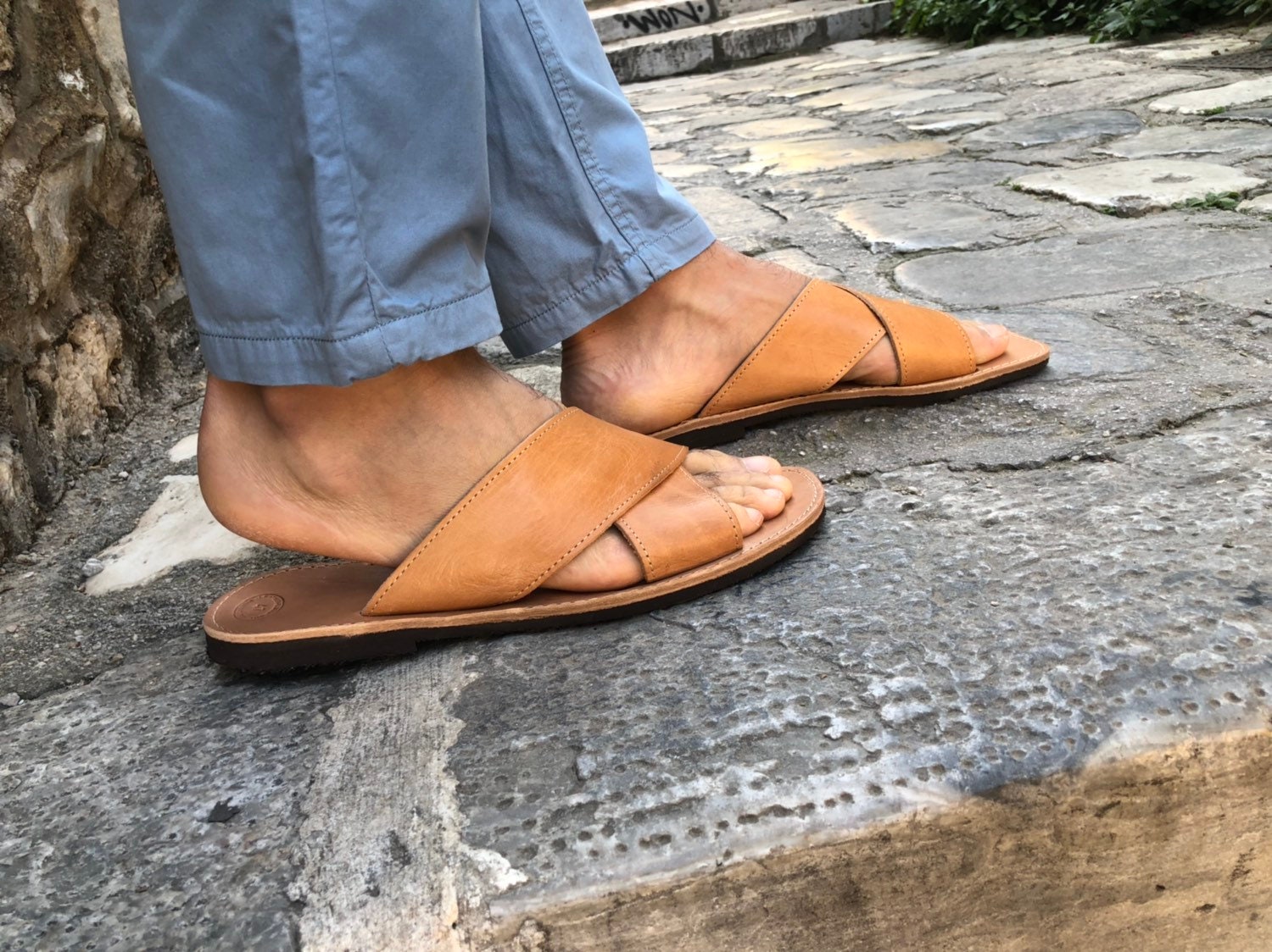 Mens Sandals X Leather Sandals X Sandals Slides Sandals Etsy