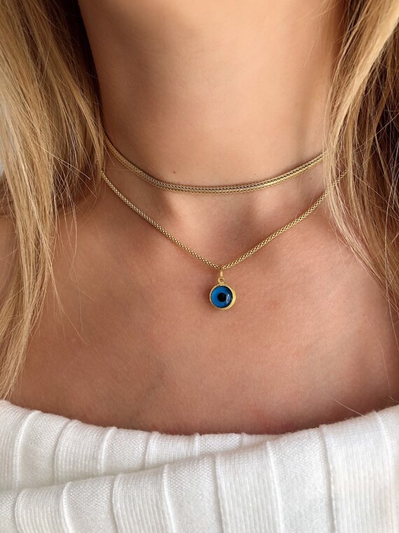 Gold Chain Necklace Evil Eye Necklace 