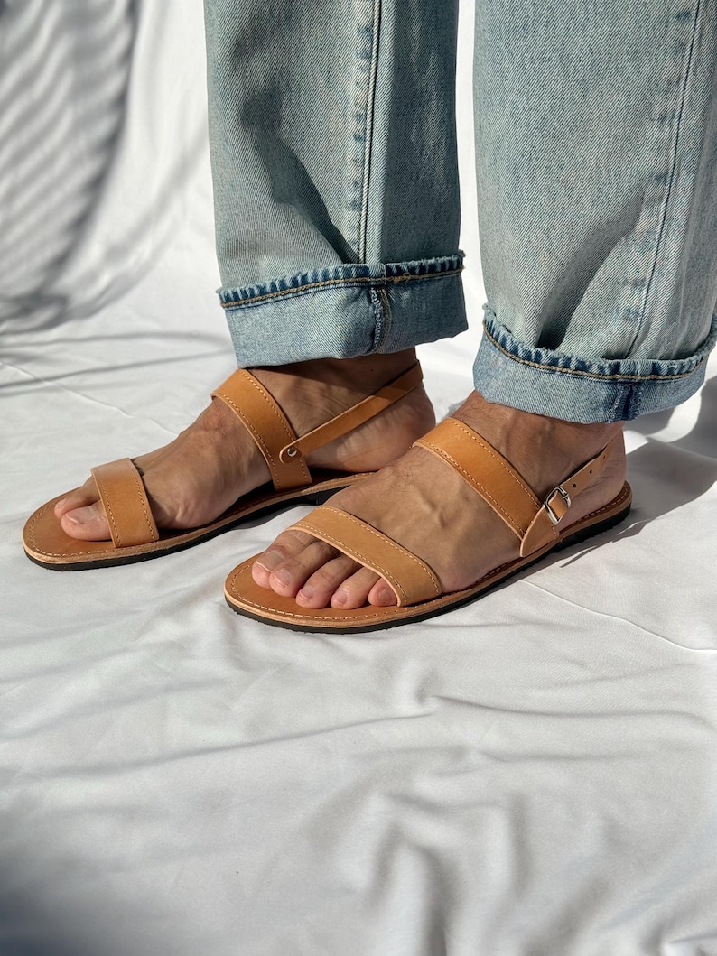 Greek Leather Sandals, Mens Sandals, Brown Flats, Summer Sandals, Women Shoes, Gift for him. image 5