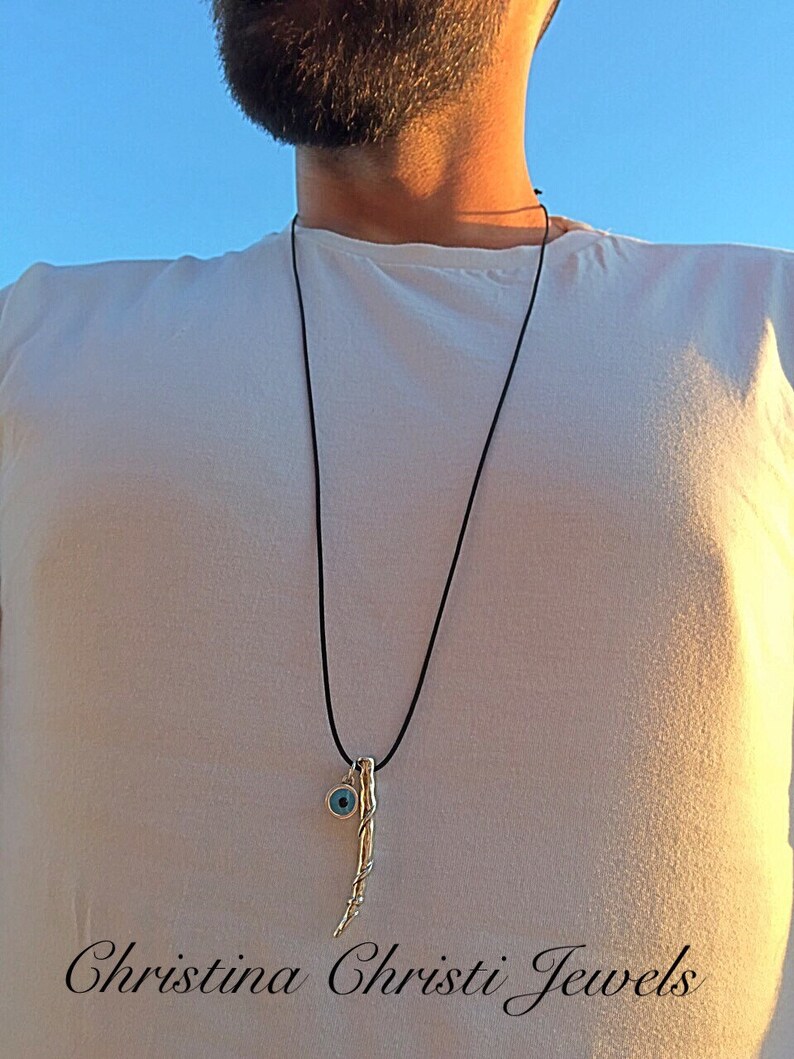 Mens Necklace Evil Eye Silver Necklace Evil Eye Jewelry Etsy UK