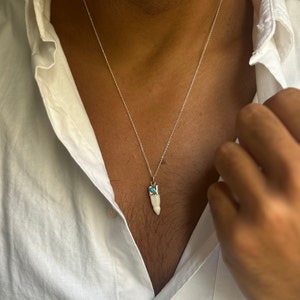 Men's Tooth Necklace, Silver Chain Necklace, Men's Pendant, Silver Necklace Men, Gift for Him, Made from Sterling Silver 925.