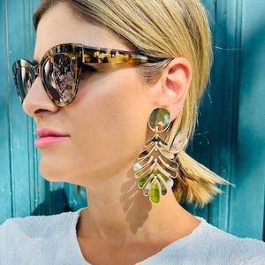 Gold Leaf Earrings, Clip On Earrings, Long Earrings, Dangle Earrings, Unpierced Ears, Gift for Her, Made in Greece.