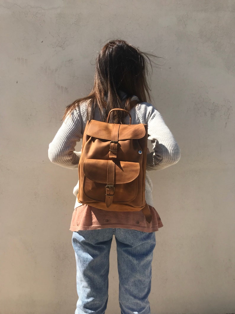 Leather Rucksack, Women's Rucksack, Leather Backpack Women, Office Bag, Travel Bag, Made in Greece from Full Grain Leather, LARGE. image 5