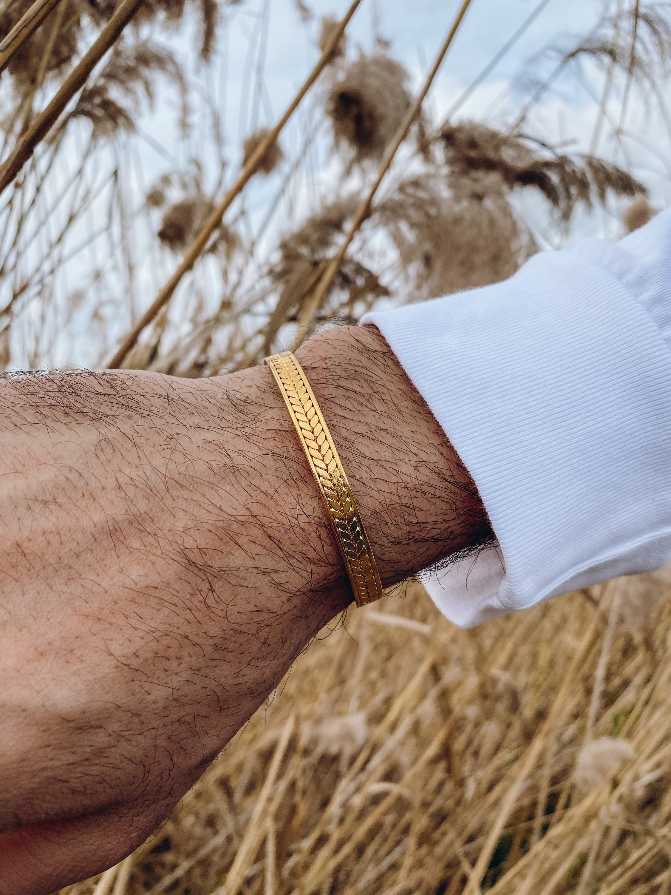 Gold plated Men's Sliding Cuff keepsake bracelet and men's memorial jewelry  in exclusive collections
