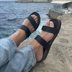 Men&#39;s Sandals, Leather Slide Sandals Men, Black Sandals, Slip On Sandals, Greek Sandals, Summer Shoes,  Made from Full Grain Leather.