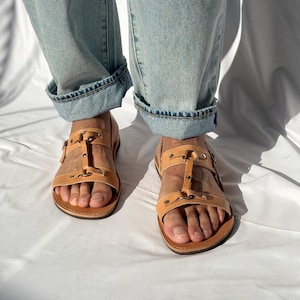 Men's Leather Slingback Sandals, Mens Sandals, Black Sandals, Greek Summer Shoes image 7