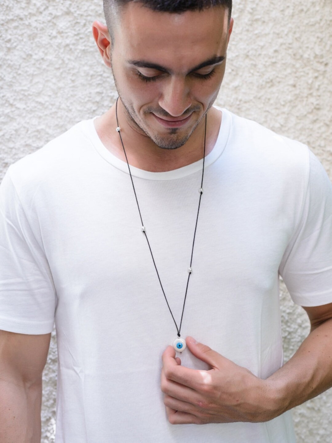 Evil Eye Necklace Men Evil Eye Pendant Mens Necklace Mens Etsy