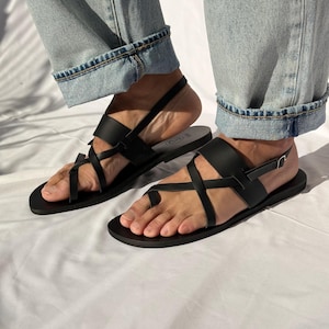 Black Leather Sandals Men, Greek Gladiator Sandals, Mens Sandals, Mens Slingbacks, Summer Shoes image 7