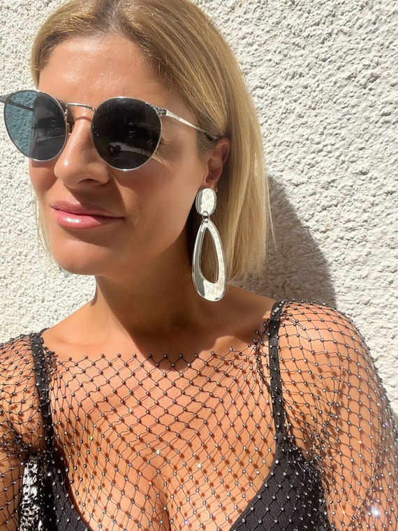 Silver Clip on Earrings Modern Earrings Silver Dangle Earrings Non Pierced Ears Clip Earrings Gift for Her Made in Greece. Etsy Ireland