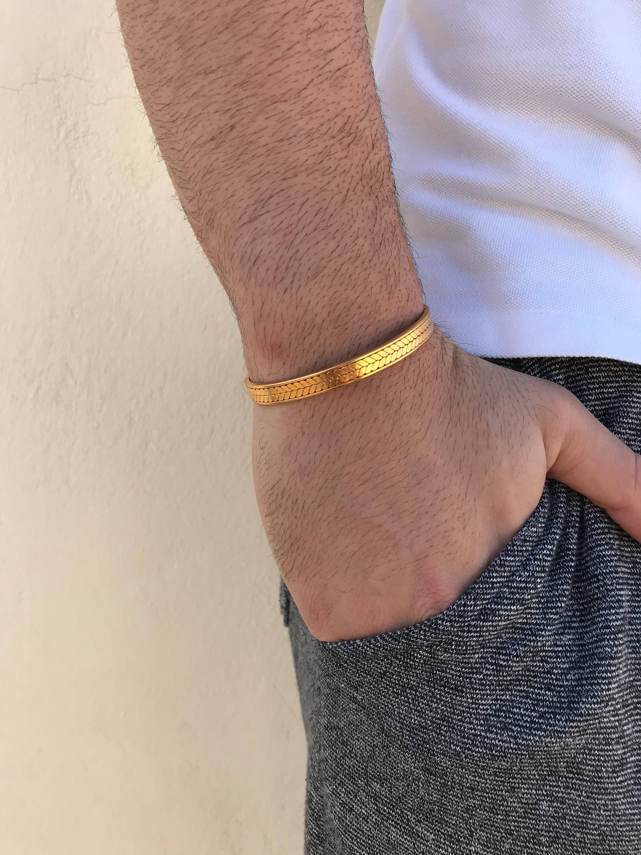 Men's Bracelet Cuff Bracelet Men Gold Bangle Bracelet Etsy