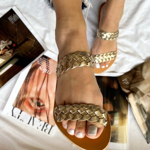 Greek Sandals, Leather Sandals Women, Flat Sandals, Slide Sandals, Handmade Sandals, Summer Shoes, Gift for Her, Made in Greece. image 5
