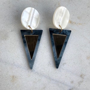 Triangle Earrings, Clip On Earrings, Geometric Earrings, Triangle Jewelry, Boho Earrings, Gift for Her, Made by Christina Christi. image 6