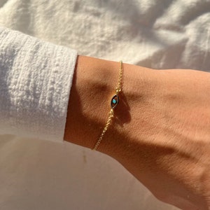Minimal Evil Eye Bracelet, Tiny Bracelet, Evil Eye Bracelet, Protection Bracelet, Evil Eye Charm, Made from Sterling SIlver 925.
