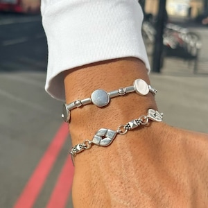 Men&#39;s SIlver Bracelets, Mens Beaded Bracelets, Mens Jewelry, Silver Beads Bracelet, Gift for Him, Made in Greece.