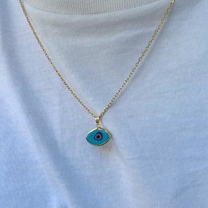 Evil Eye Necklace, Mens Necklace, Gold Necklace, Evil Eye Charm, Gold Chain Necklace, Mens Jewelry, Gift for Him, Made in Greece.
