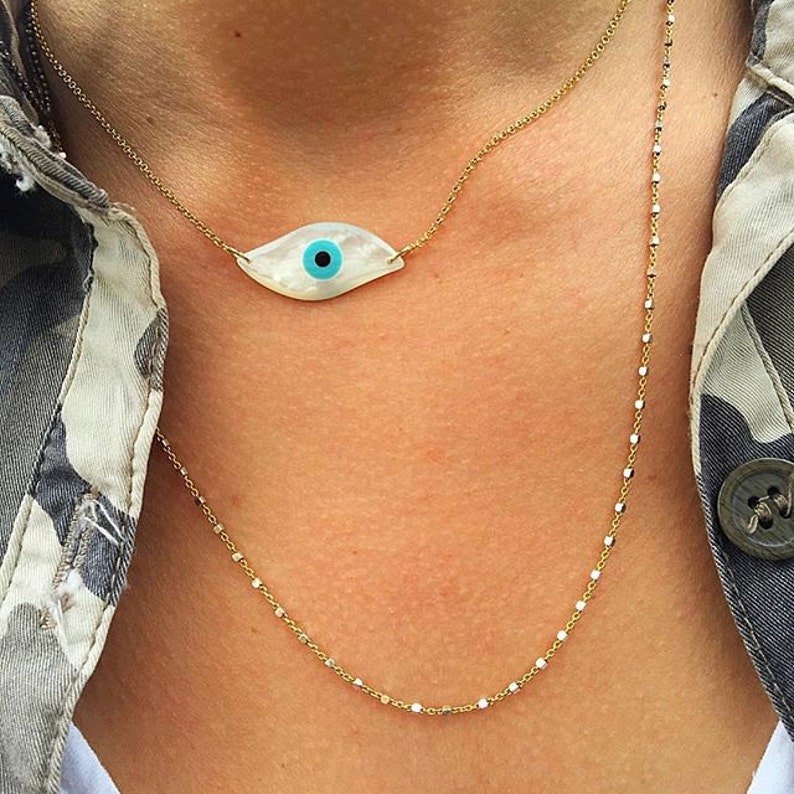 Greek Evil Eye Necklace Protection Necklace Gold Evil Eye Etsy