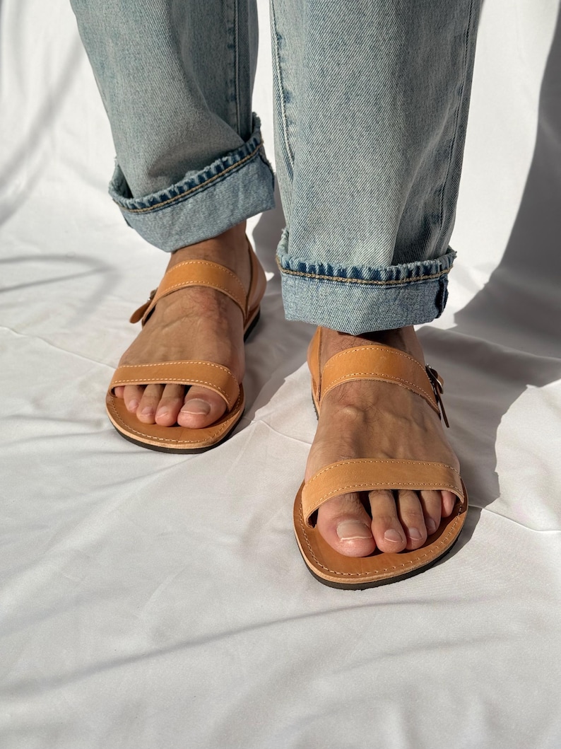 Greek Leather Sandals, Mens Sandals, Brown Flats, Summer Sandals, Women Shoes, Gift for him. image 3